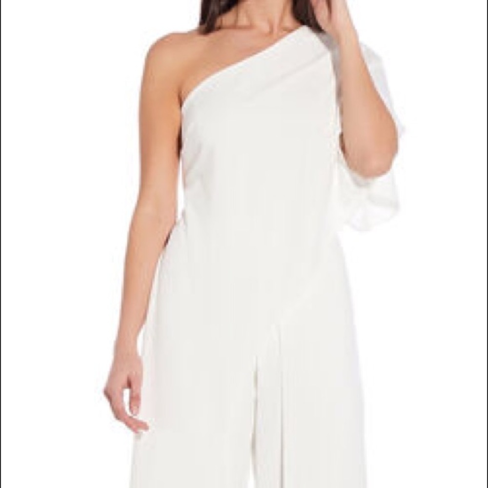 Adrianna Papell 1 shoulder white jumpsuit- NWT, 4